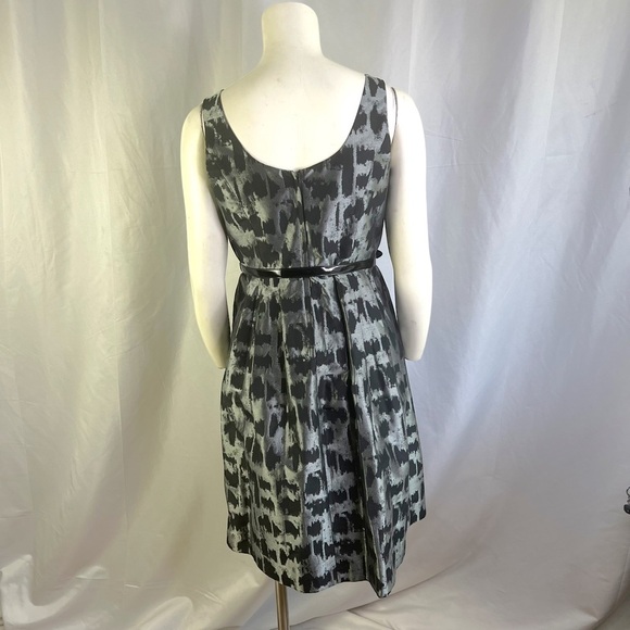 MICHAEL KORS BLACK GREY METALLIC MIDI DRESS BELTED EVENING DRESS A-LINE DRESS  2 - Picture 4 of 17
